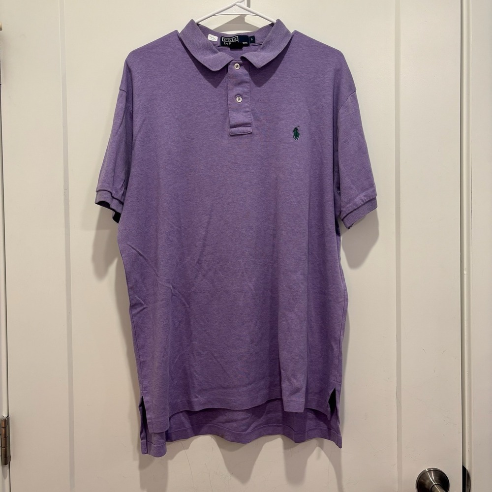 Polo Ralph‎ Lauren Mens Large Purple Heather Cotton Short Sleeve Polo Shirt L